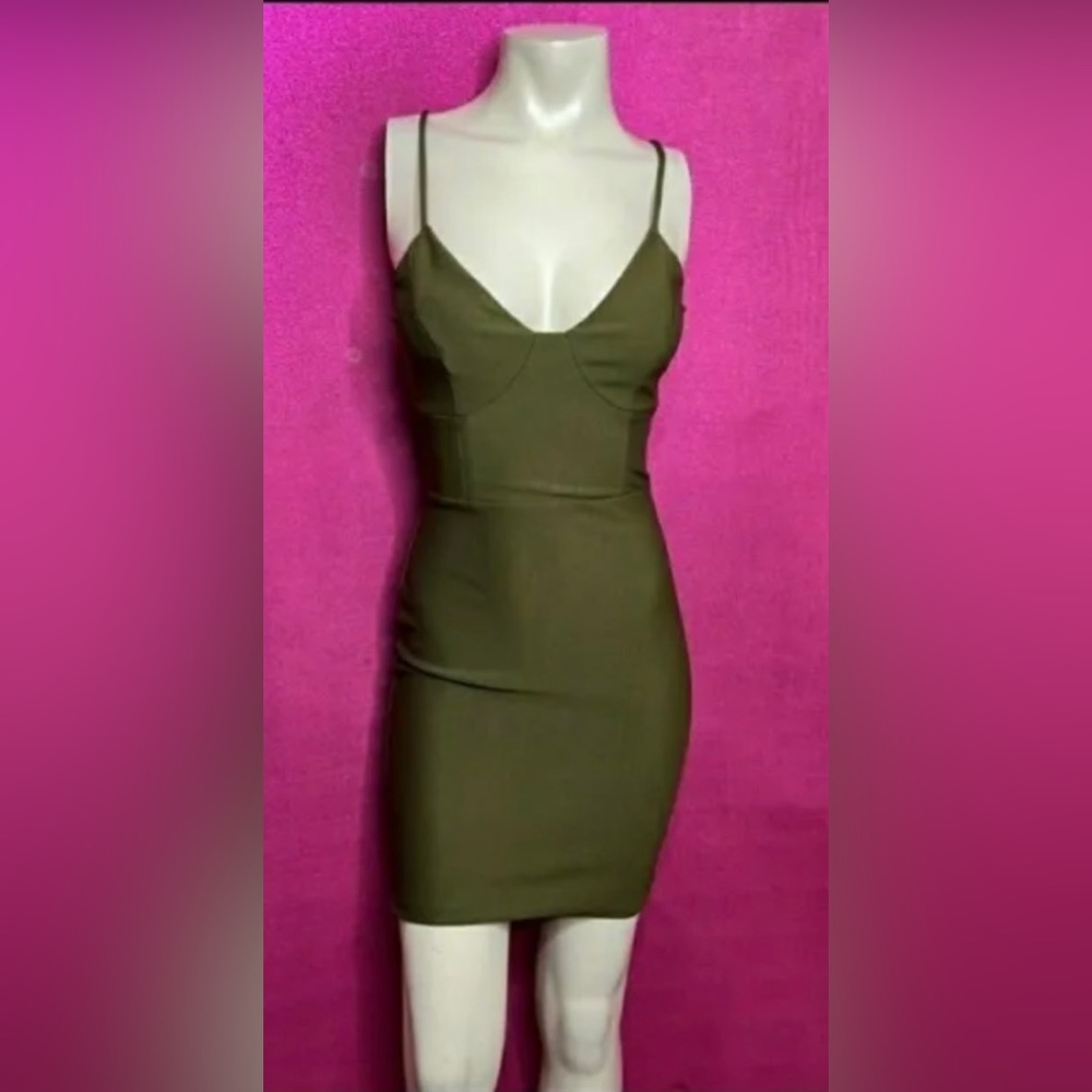 Olive Green Mini Bodycon Dress Size S